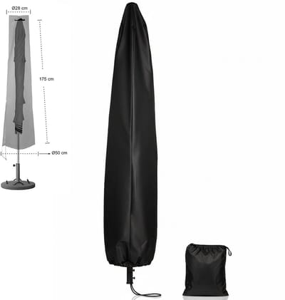 Lomera Parasol Beschermhoes - Uv-bestendig - Parasolhoes Zwart - Polyester - Parasolhoes met Opbergzak - Weersbestendige Parasolhoes - Parasolhoes met PU Coating