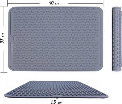 Afdruipmat siliconen 40,6 x 37CM - antislip - Gemakkelijk te reinigen - Vaatwasmachinebestendig - Hittebestendig - Makkelijk opbergbaar