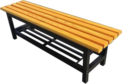 Bankjes Van Massief Hout, Badkamer Kleedkamerbank, Weerbestendig Gegalvaniseerd Staal en Opbergrekbanken, voor Tuin, Veranda, Tuin(Yellow,100x37x45cm)