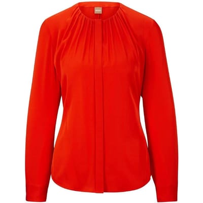 Boss Dames/Dames Zijden Regelmatige Blouse Met Lange Mouwen (Helder oranje)