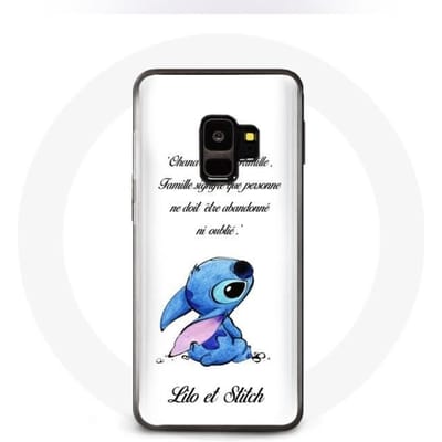 Samsung Galaxy S9 Hoesje Lilo en Stitch Ohana Citaat Wit wit