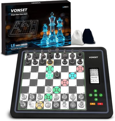 Elektronisch Schaakbord - Slimme Schaker - Strategisch Spel - Speelt tegen jou - 34 x 28 cm - Zwart Wit