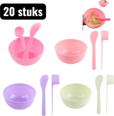 20 stuks - Mengkommen - Gezichtsmasker kom - DIY Gezichtsmaskset - Professionele Schoonheid Masker Mengkom - Set gezichtsmaskerkommetjes - Kleine mengkom voor gezichtsverzorging