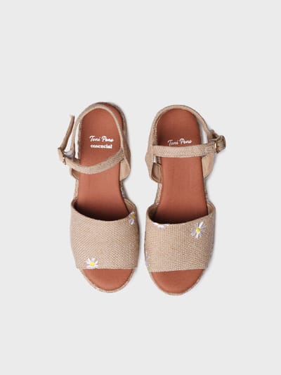 Dames espadrilles met hoge hakken en madeliefjes | SEOUL