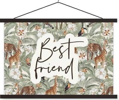 Posterhanger incl. Poster 60x40 cm - Schoolplaat - Best friend - BFF - Quotes - Vriendschap - Spreuken - Textielposter - Zwarte latten
