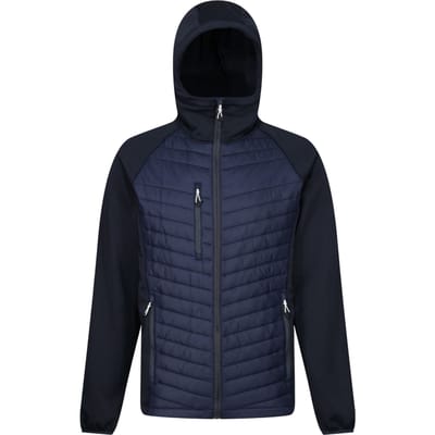 Regatta Heren Navigate Hybride Hooded Jacket (Marine/Seal Grijs)