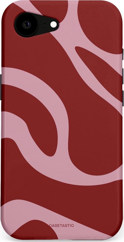Casetastic hoesje geschikt voor Apple iPhone 16e / Apple iPhone 17e - MagSafe - Dubbellaagse bescherming - Roze Rode Framboos Blobs - Fashion Case - Bordeaux Lila