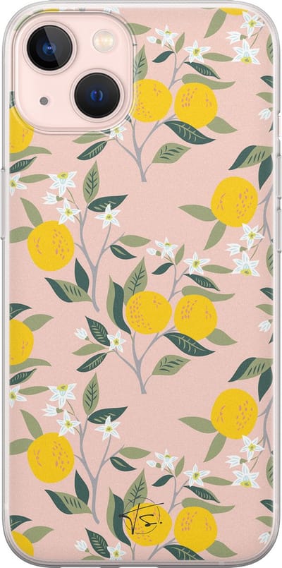Hoesje geschikt voor iPhone 13 - Citroenen - Soft Case - TPU - Print - Geel - Mooie Telefoonhoesjes
