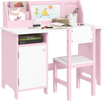 HOMCOM Kinderbureau met stoel - MDF - 90x45x85cm - Roze