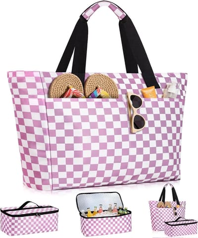 Strandtas en koelbox set 45L - waterdicht en opvouwbaar - 8 opbergvakken - ideaal voor gezinsuitjes - SnelShoppen