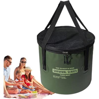 Seau de camping pliable 22 L, seau de rangement pliable, seau de lavage portable pour la pêche, la randonnée, les pique-niques black