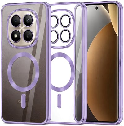 Hoesje geschikt voor Xiaomi Redmi Note 15 Pro Plus / Xiaomi Poco M8 Pro - Techsuit Luxury Crystal Back Cover - Geschikt voor MagSafe - Transparant/Lichtpaars