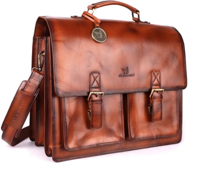 DE LAMASSU® (Gustavus) Leren Aktetas 17 Inch – Extra Ruim – Met Trolleyband & Organizer – Premium Business Tas Unisex Laptoptas 17 inch