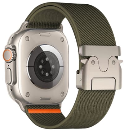 Nylon bandje - geschikt voor Apple Watch 1/2/3/4/5/6/7/8/9/10/11/ SE (1,2,3) met maat 38 mm / 40 mm / 41 mm en 42 mm (Watch 10/11) - groen