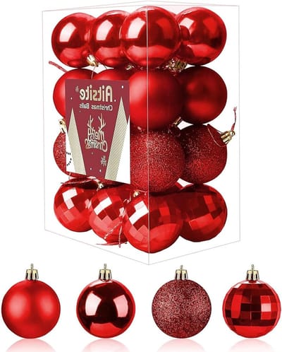 Set van 24 Rode Kerstballen van 6 cm - Plastic, Schokbestendig, Versieringen voor de Kerstboom en Feestdagen