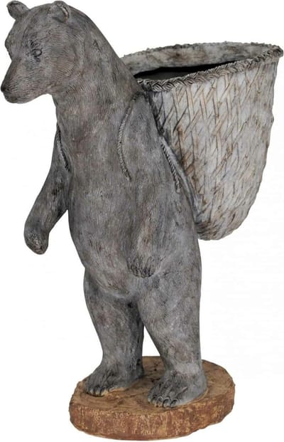 Beeld Bloempot Bernie De Beer - 45 x 19 x 36 cm - Kunsthars - Grijs