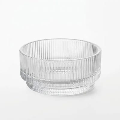 Glazen kom Line – ribbelreliëf – transparant – Ø 13 cm – stapelbaar