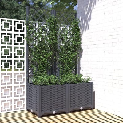 SVN® Plantenbak met Klimrek - Plantentrap - Plantenrek - Plantenstandaard - Donkergrijs - 80cm x 40cm x 136 cm