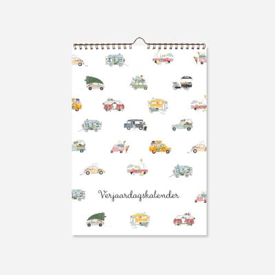 Verjaardagkalender Voertuigen - A4 Verjaardagkalender - Verjaardagskalender Illustraties - Verjaardag Kalender - Kalender 12 Maanden