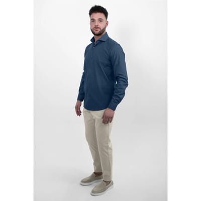 Vercate - Strijkvrij Kreukvrij Overhemd - Blauw - Regular Fit - Bamboe Katoen - Lange Mouw - Heren - Maat 37/S