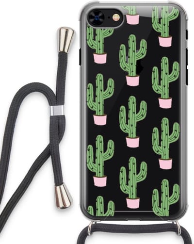 Case Company® - Hoesje met koord geschikt voor iPhone 7 hoesje met Koord - Cactus Lover - Telefoonhoesje met Zwart Koord - Bescherming aan alle Kanten en Over de Schermrand