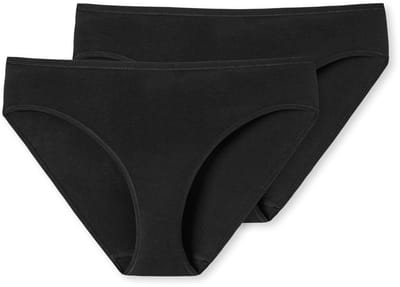 SCHIESSER 95/5 slip (2-pack) - dames tai biologisch katoen zwart