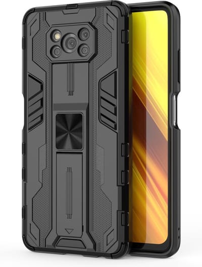Coverup Hoesje - Geschikt voor Xiaomi Poco X3 Pro Hoesje - Coverup Armor Kickstand Back Cover - Zwart