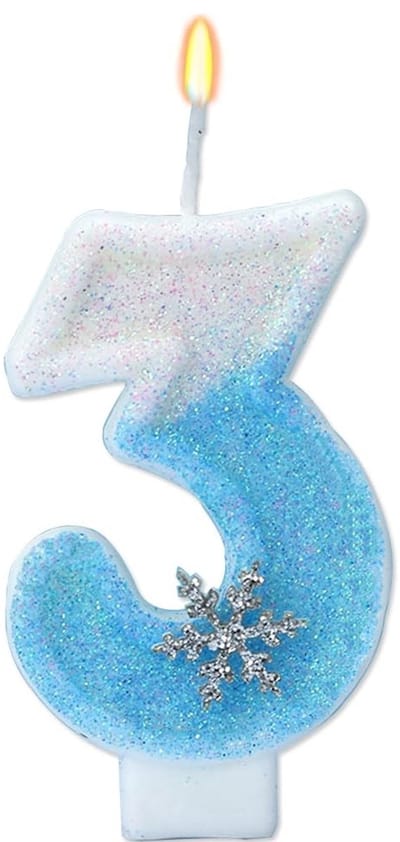 Dailygoods- Verjaardagskaarsen 3D blauw/wit - Cijferkaars - Verjaardagsdecoraties - Feestaccessoires - Was - 9 cm lang, 4 cm breed - Taartkaars