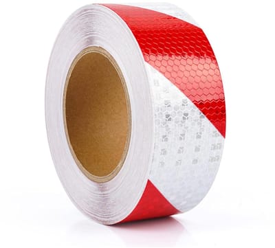 Reflecterende tape 12 m × 5 cm, zelfklevende waarschuwingstape in rood-wit, voor veiligheid en markering