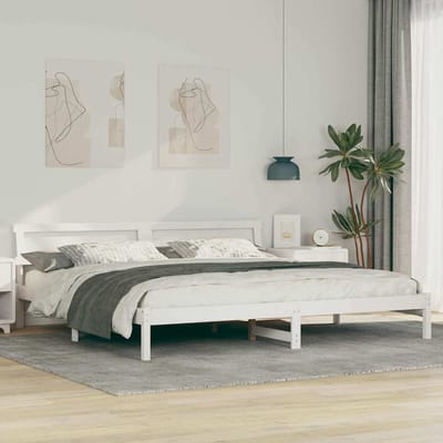 vidaXL - Bedframe - met - hoofdeinde - Wit - 180 - x - 200 - cm - Massief - grenenhout