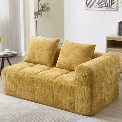 MODFU Sofa - Chaise Longue En Opbergvakken - Modern - Chenille - Geel - 158 x 90 x 60 cm