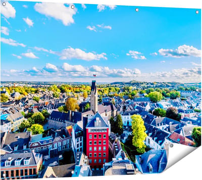 Gards Tuinposter Maastricht Stad met Huizen - 120x90 cm - Tuindoek - Tuindecoratie - Wanddecoratie buiten - Tuinschilderij