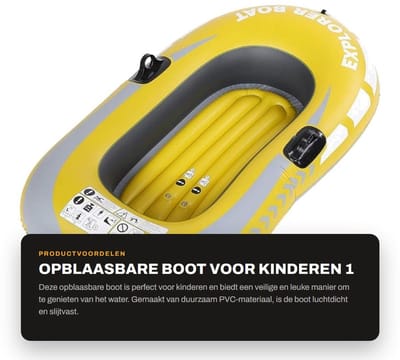 Dailygoods- Opblaasbare Boot - Geschikt voor 1 Persoon - Draagvermogen tot 55kg - PVC Materiaal - Eenvoudig Op te Vouwen - Snelle Klep voor Opblazen - Kano