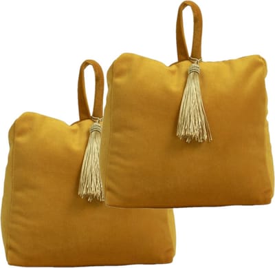 Mars & More Deurstopper - 2x stuks - fluweel - okergeel kleurig - 17 x 10 x 18 cm - voor binnen deuren