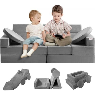 VEVOR Speelbank Kinderbank, 15 in 1 Kinderbank van schuim, matras multifunctionele speeltafel puzzelbank, kinderfauteuil opvouwbaar, educatief speelgoed kinderfauteuil speelbank knuffelhoek