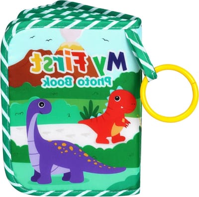 Baby Fotoalbum - Herinneringsboek voor Pasgeborenen, Peuters en Kinderen - Zacht Stoffen Foto Boek - Mijn Eerste Herinneringsboek met Dinosaurus Thema