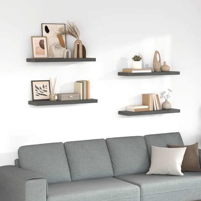 vidaXL - Wandschappen - zwevend - 4 - st - 80x23,5x3,8 - cm - MDF - hoogglans - grijs