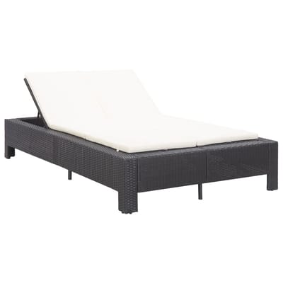 vidaXL - Ligbed - met - kussen - 2-persoons - poly - rattan - zwart