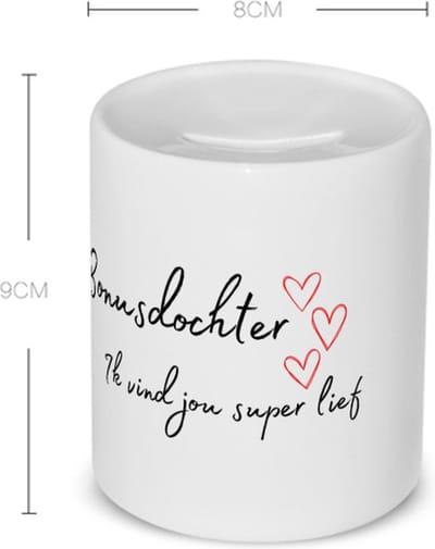 Akyol - bonusdochter ik vind jou super lief Spaarpot - Dochter - de liefste bonusdochter - verjaardag - cadeautje voor dochter - dochter artikelen - kado - geschenk - 350 ML inhoud