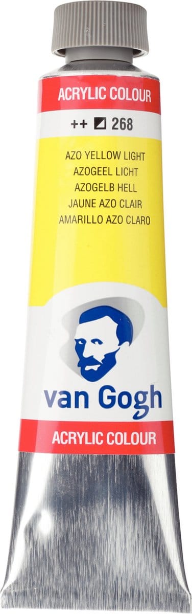 Van Gogh Acrylverf Geel - Acrylpaint - 268 Azogeel Licht - Acrylic Verf Paint - Acrylaatverf - Gele Hobbyverf - Watergedragen Verf - Sneldrogende Pigmentrijke Verf - 40ml