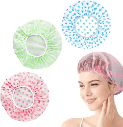 Waterdichte Douchcap Set van 3, Herbruikbare Elastische Zwemcap voor Lang Haar, Ideaal voor Spa en Salon, Verkrijgbaar in Blauw, Groen en Roze