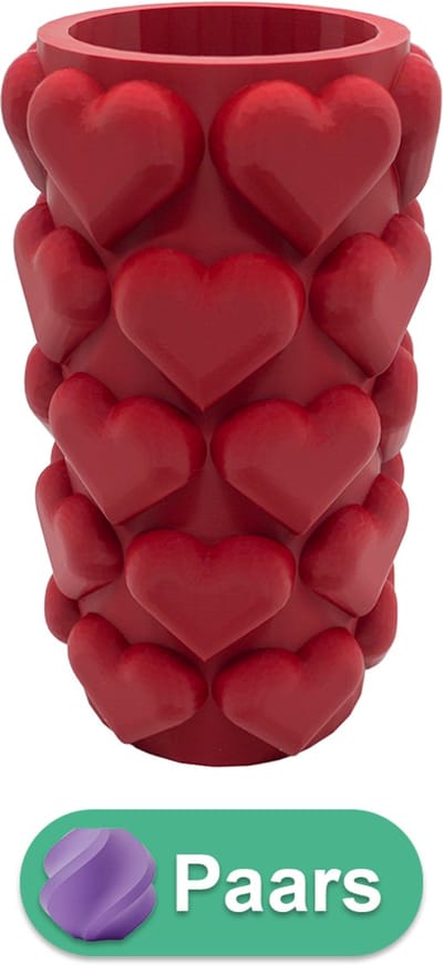 Luvé moderne vaas – Decoratieve vaas - Paars - 3d geprinte vaas – geschikt voor droogbloemen - 20CM