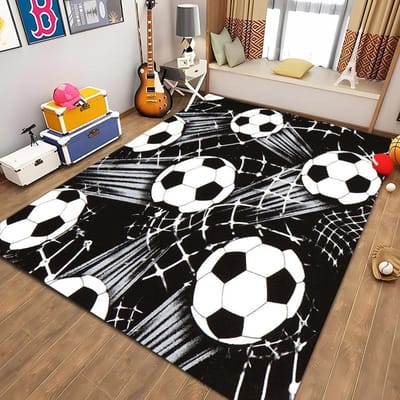 Tapijt met thema balsporten Cartoon voetbalvloermat voor kinderslaapkamerdecoratie Voetbal Grote Oppervlaktekleden Huis Woonkamer Hal Loper 40x60cm (16x24in)