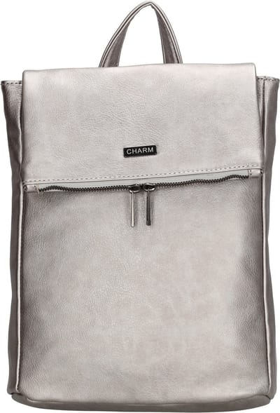 Charm London Bayswater Premium Fashion Rugzak Rugtas Leatherlook - Donkerzilver