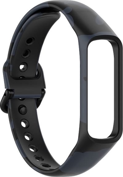 By Qubix - smartwatch bandje - Compatible Samsung bandje - Siliconen band met print - Camouflage grijs - Geschikt voor Samsung Galaxy Fit 2