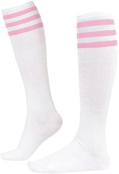 Allecto - Klassieke damessokken - Kniesokken - Cheerleader-kostuum - Wit Roze - Sportsokken - Comfortabel en stijlvol - Geschikt voor dames - Sport...