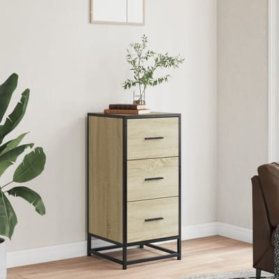 vidaXL - Dressoir - 35,5x35x76 - cm - bewerkt - hout - en - metaal - sonoma - eikenkleur