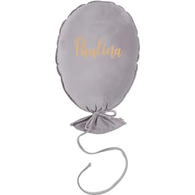 Gepersonaliseerd deluxe zilvergrijs balonikussen Malomi Kids
