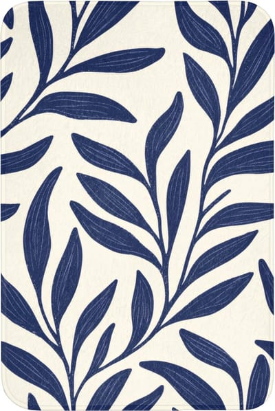 Badmat 60x90 cm - Antislip - Bladeren - Klimop - Donkerblauw - Badmatten voor badkamer - Badkamermat - Douchemat - Badkamer mat