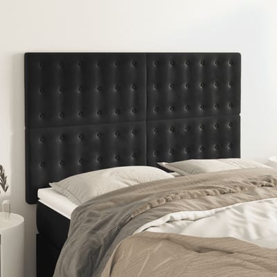 vidaXL - Hoofdbord - zwart - 144x5x118/128 - cm - fluweel